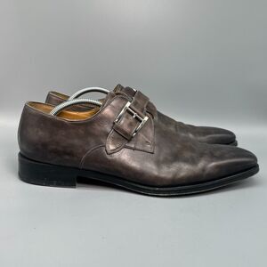 Magnanni Marco II Mens 11.5 M Brown Leather Dress Shoes Single Monk Strap Buckle